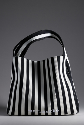 Marimekko Merirosvo Knit Stripe Tote In Black