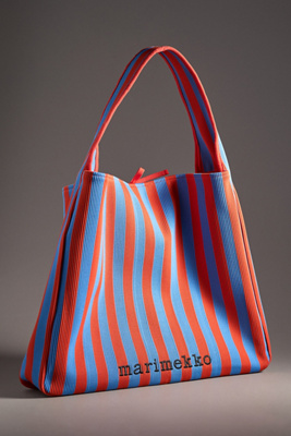 Marimekko Merirosvo Knit Stripe Tote In Blue