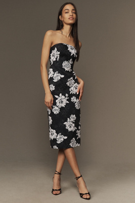 Sachin & Babi Strapless Floral Slim Midi Dress In Multicolor