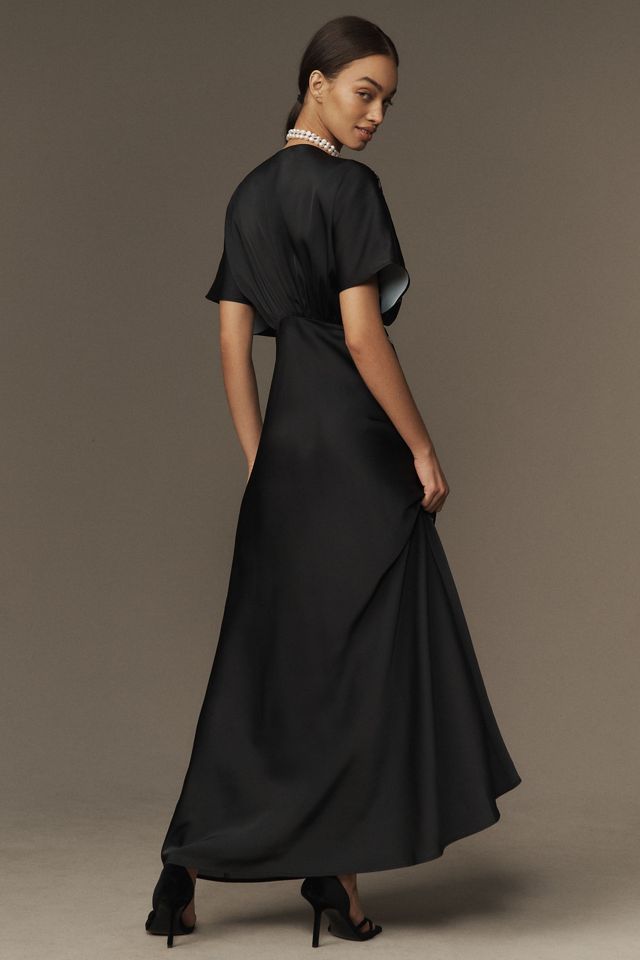 BHLDN Waverly V-Neck High-Shine Satin Maxi Dress #1