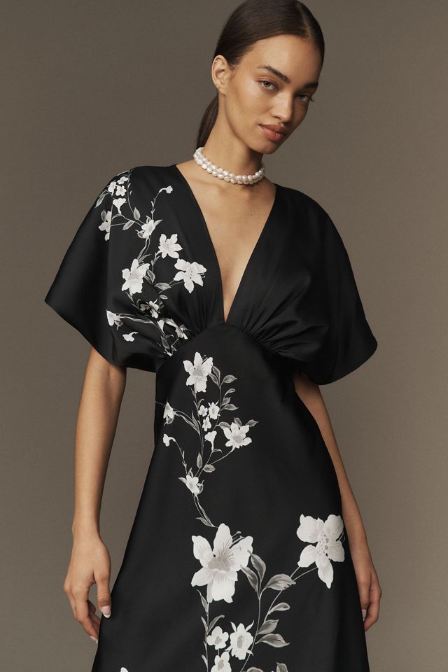 BHLDN Waverly V-Neck High-Shine Satin Maxi Dress #2