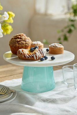 Marble + Blue Glass Cake Stand