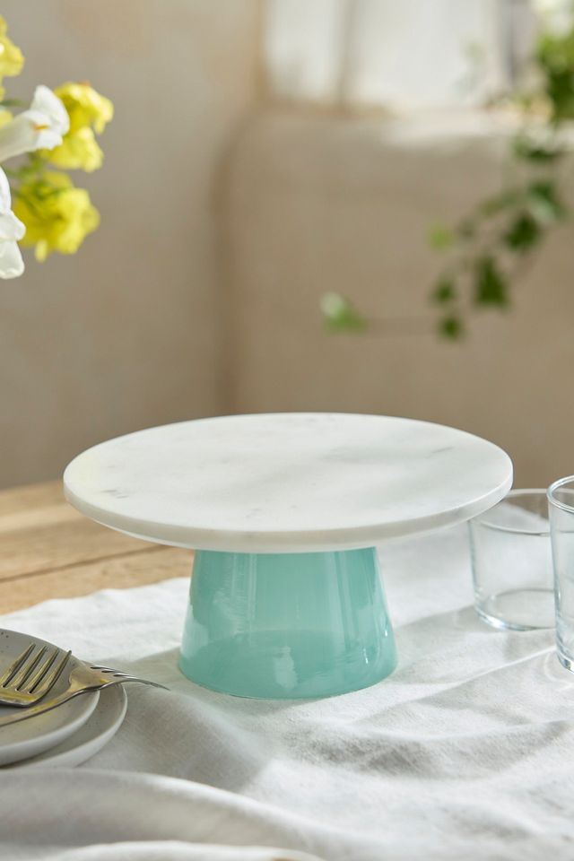 Marble + Blue Glass Cake Stand #2