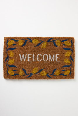 Paillasson Imprimé Bienvenue Bordure Citron en Yellow chez - Anthropologie - Modalova