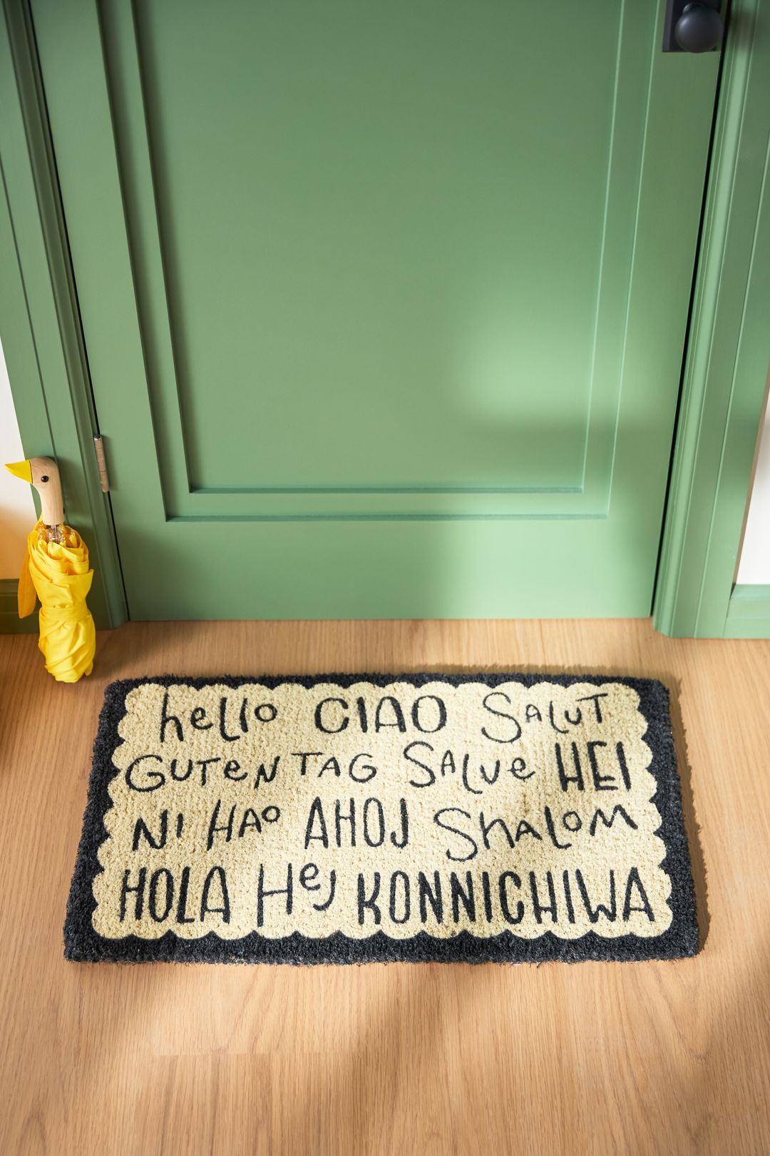 International Greetings Printed Coir Doormat - Black, Standard, 18" x 30"