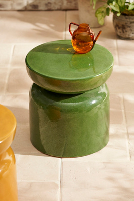 Terrain Acapulco Stoneware Stool In Green