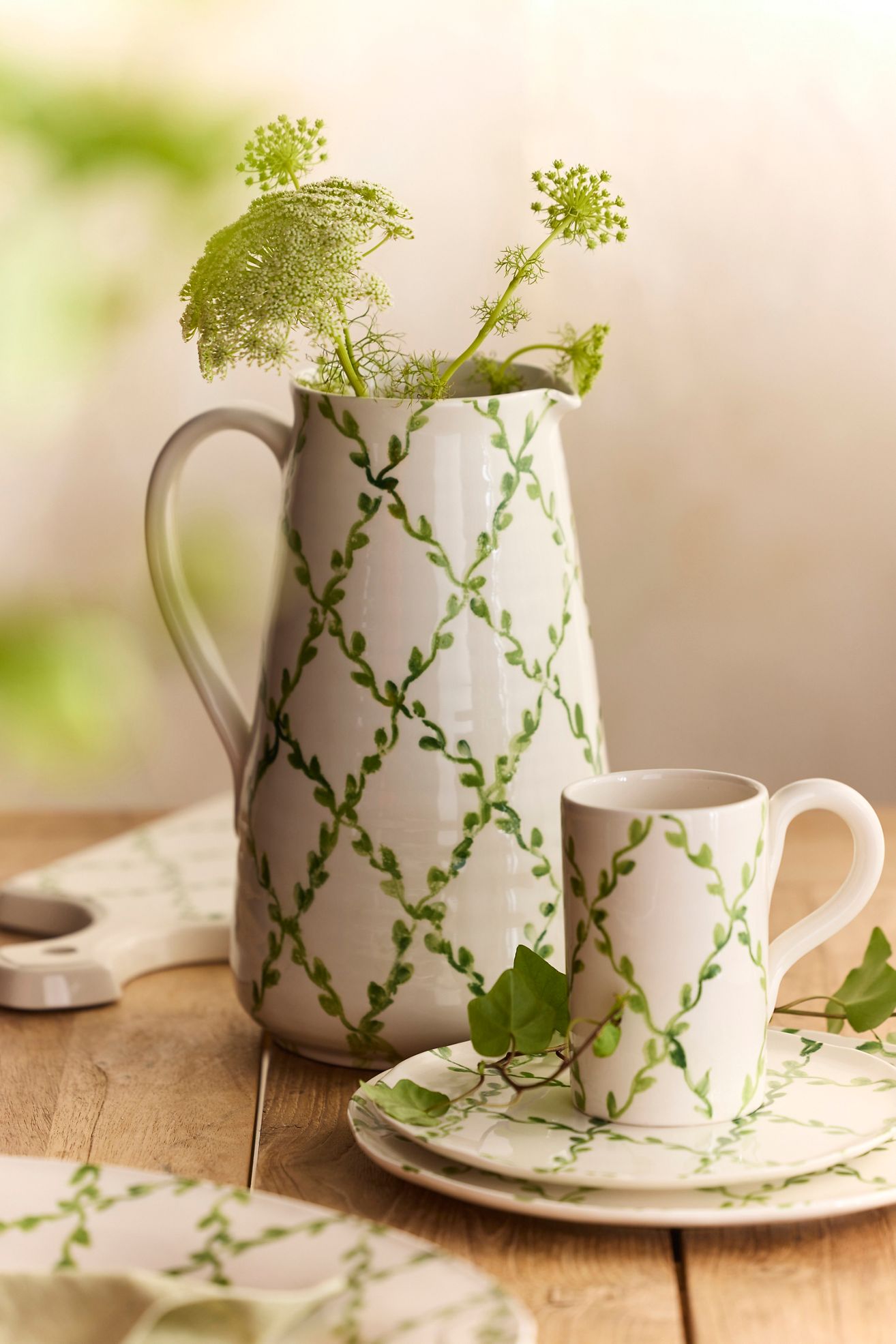 Vine Lattice Pitcher - Green, One Size