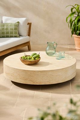 Travertine Finish Coffee Table