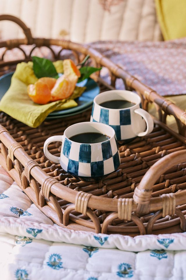 Handwoven Rattan Basket Handle Tray #2
