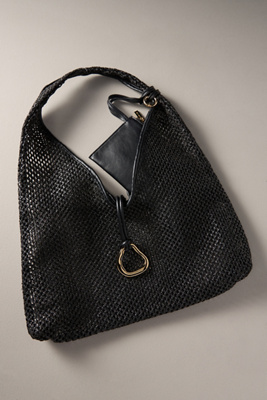 Dolce Vita Missie Raffia Mesh Tote In Black