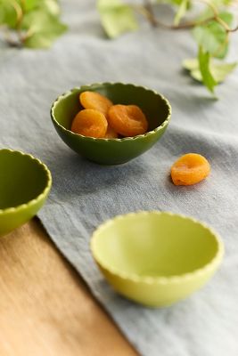 Scalloped Ceramic Pinch Bowls, Set of 3