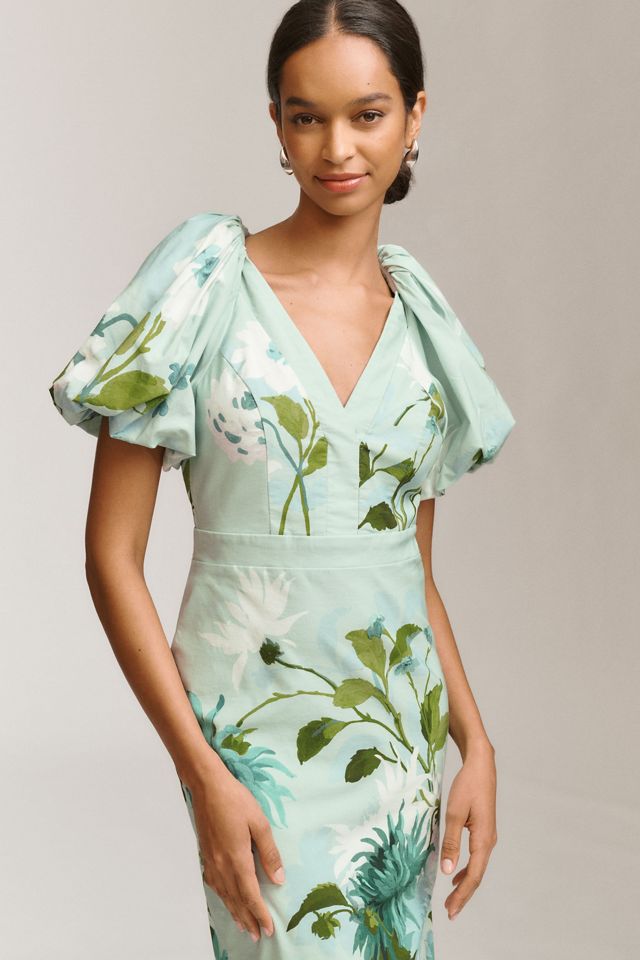 shein dresses green PRETTYGARDEN Women's Casual Midi Dresses Square Neck Short Sleeve Smoc main image 1