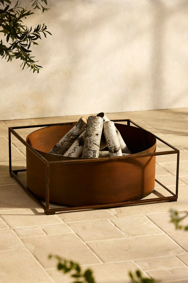 Weathering Steel Framed Cylinder Fire Pit #2
