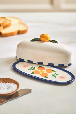 Valencia Citrus Stoneware Butter Dish