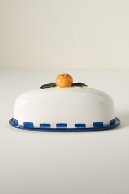Anthropologie Valencia Citrus Stoneware Butter Dish