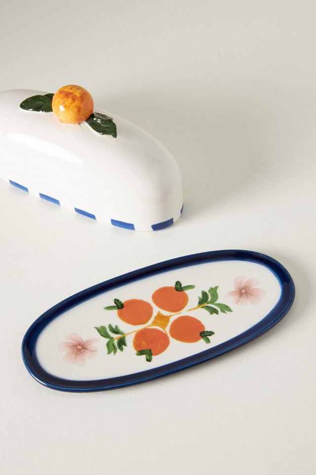 Valencia Citrus Stoneware Butter Dish #2