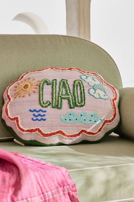 Coastal Graphic Embroidered Indoor/Outdoor Pillow