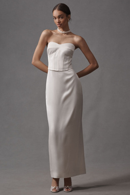 Shop Reformation Ariyah Corset Satin Maxi Dress In White