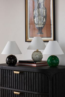Jeanette Beaded Mini Brass Table Lamp 