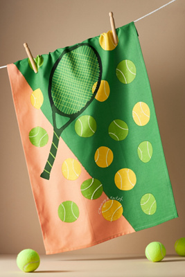 Anthropologie Causing A Racket Dish Towel In Green