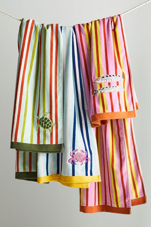 Madison Embroidered Cotton Beach Towel #1