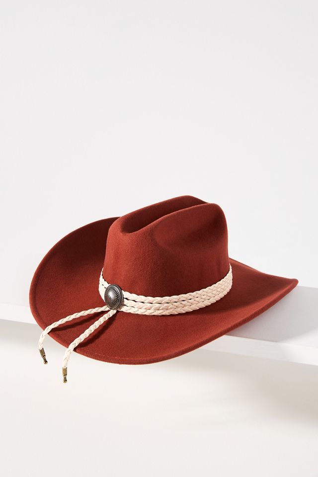 Anthropologie Wool Cowboy Hat w/ Trim Anthropologie Black Wool Fedora Western/Boho Hat With Brown  main image 3