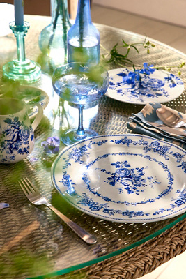 Botanical Transferware Dinner Plate