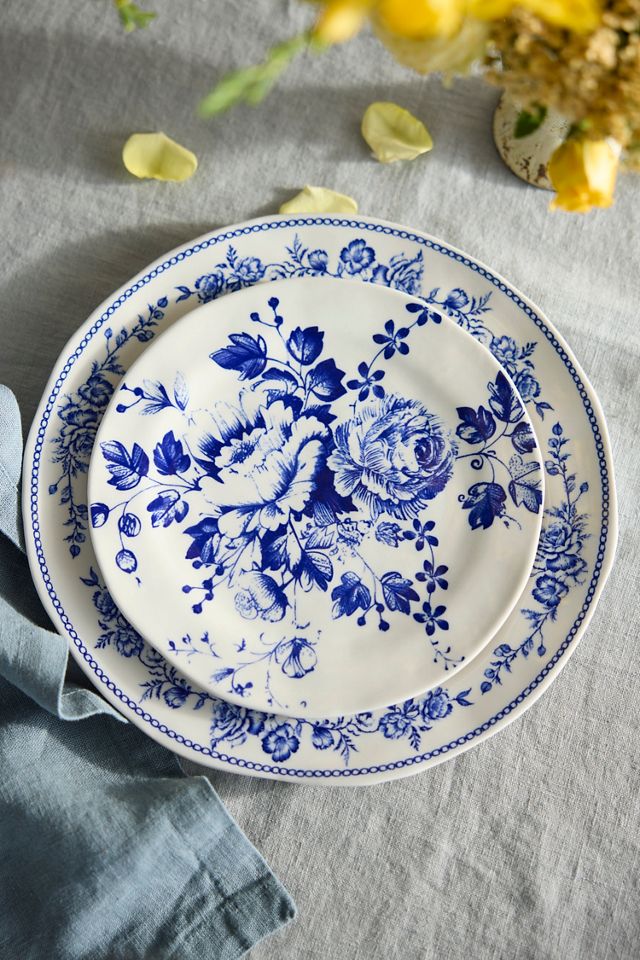 Botanical Transferware Dinner Plate #1