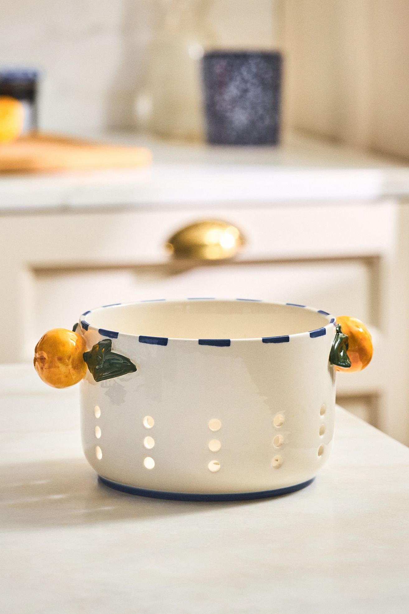 Valencia Stoneware Berry Basket - Orange Pattern, One Size