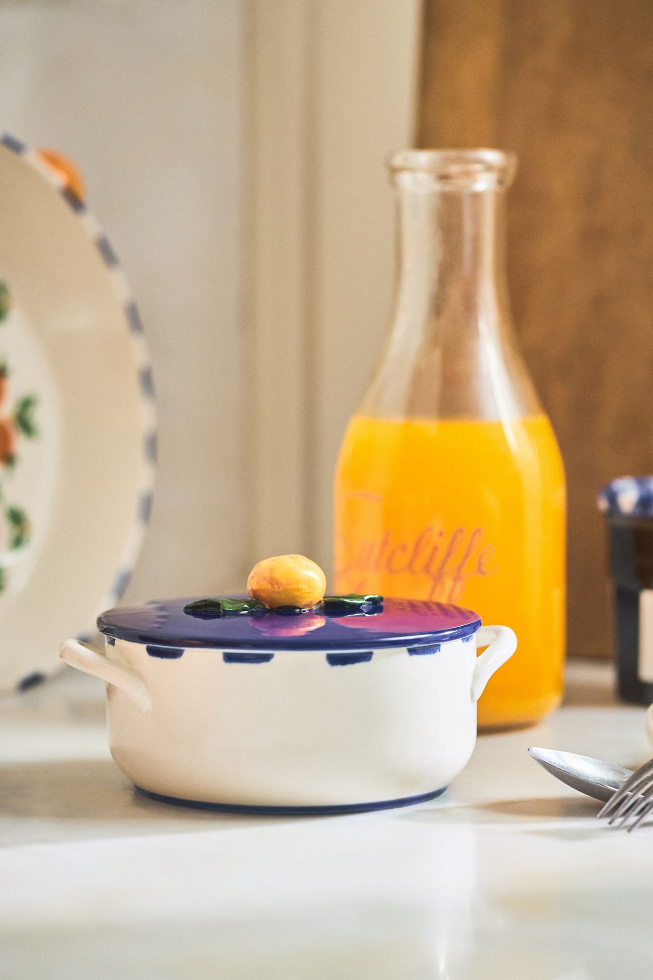 Valencia Stoneware Cocotte - Orange Pattern, One Size
