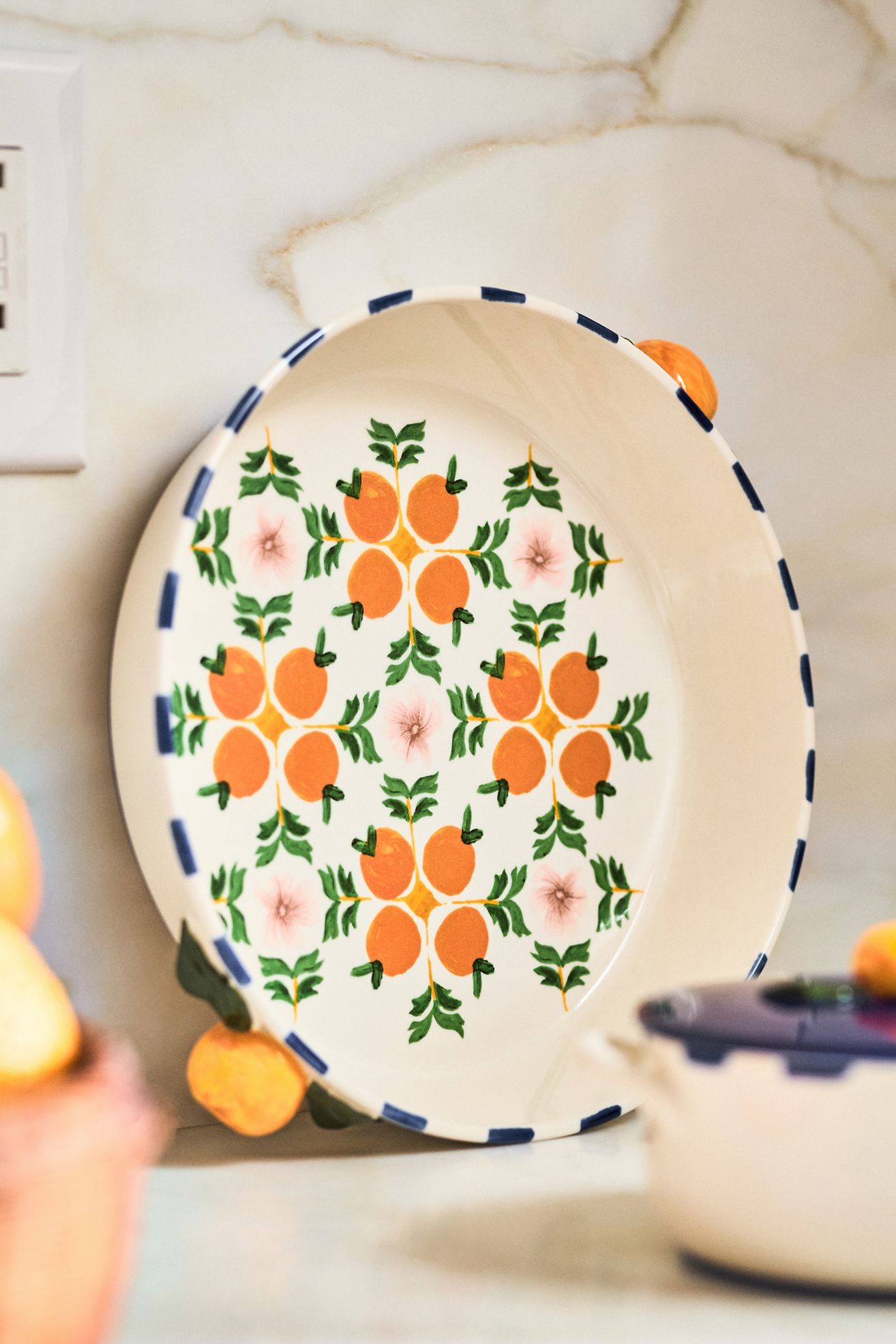 Valencia Stoneware Pie Dish - Orange Pattern, One Size