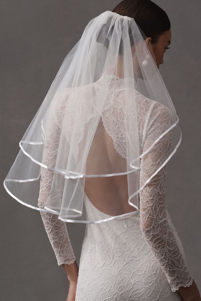 BHLDN Satin-Trim Mini Bridal Veil #1