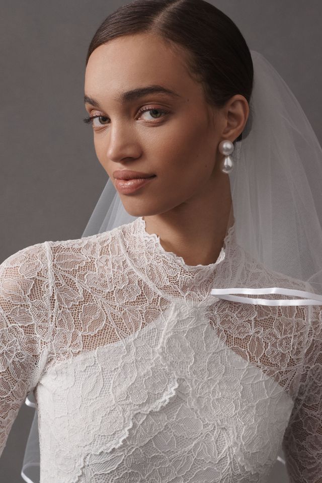 BHLDN Satin-Trim Mini Bridal Veil #3
