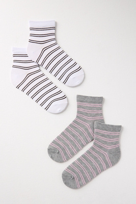 Shop By Anthropologie Stripe Trouser Socks, Set Of 2 In White