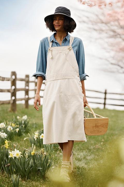 Utility Canvas Overall Dress, Natural