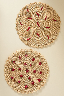 Scattered Fruit Round Placemat- Strawberry