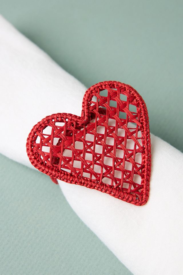 Handwoven Heart Napkin Rings, Set of 4 #1