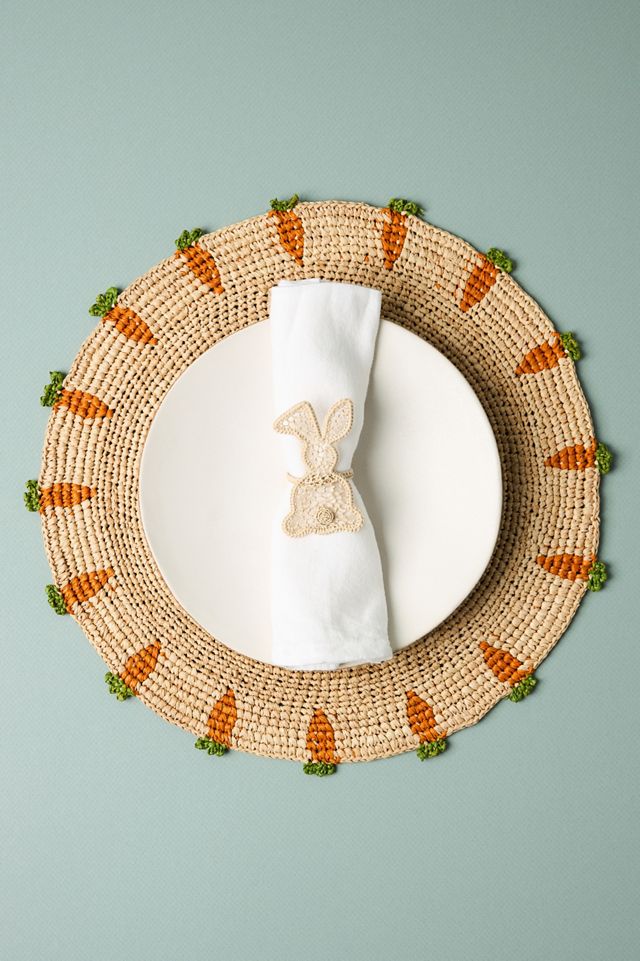 Handwoven Carrot Round Placemat #1