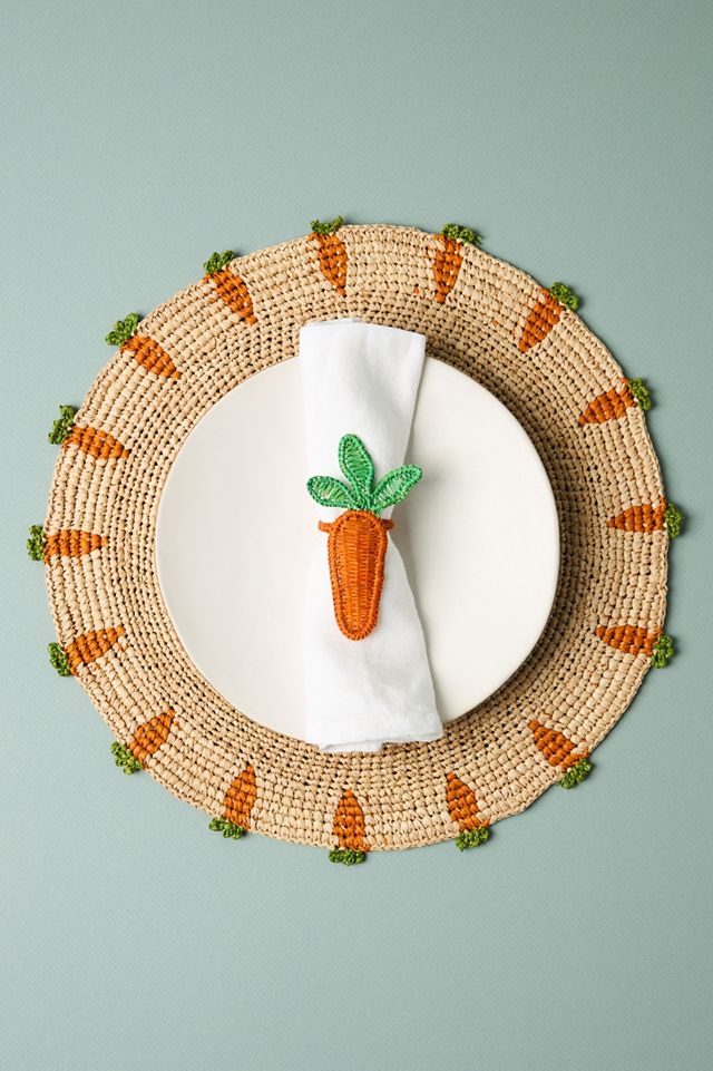 Handwoven Carrot Round Placemat #2