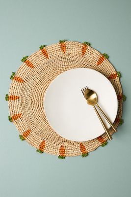 Handwoven Carrot Round Placemat
