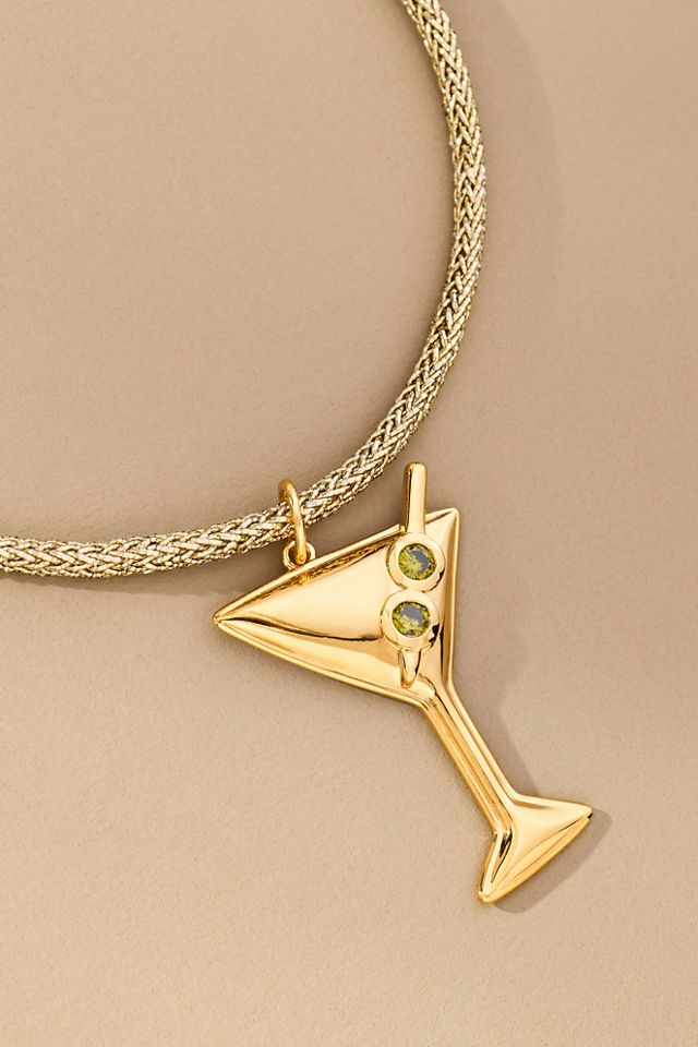 Hart Martini Charm Lurex Cord Necklace #1