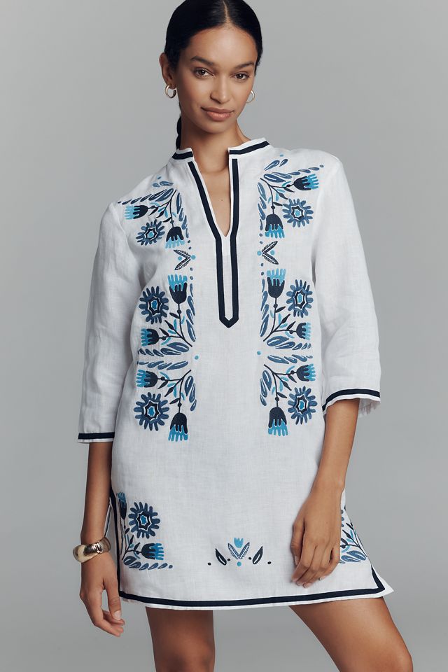Vilagallo Diletta Linen Kaftan Mini Dress #1