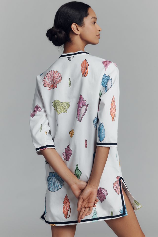 Vilagallo Diletta Seashell-Print Kaftan Mini Dress #1