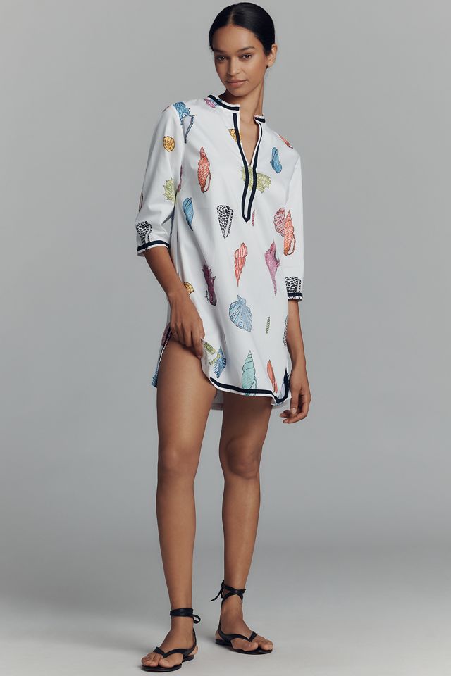 Vilagallo Diletta Seashell-Print Kaftan Mini Dress #2
