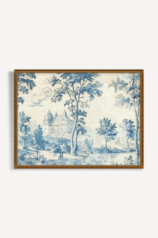 Blue Toile Landscape Wall Art #1