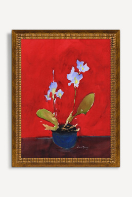 Artfully Walls Orchid On Red Background Wall Art