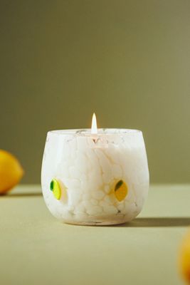 Black & White Graphic Fruity Peach & Papaya Ceramic Candle