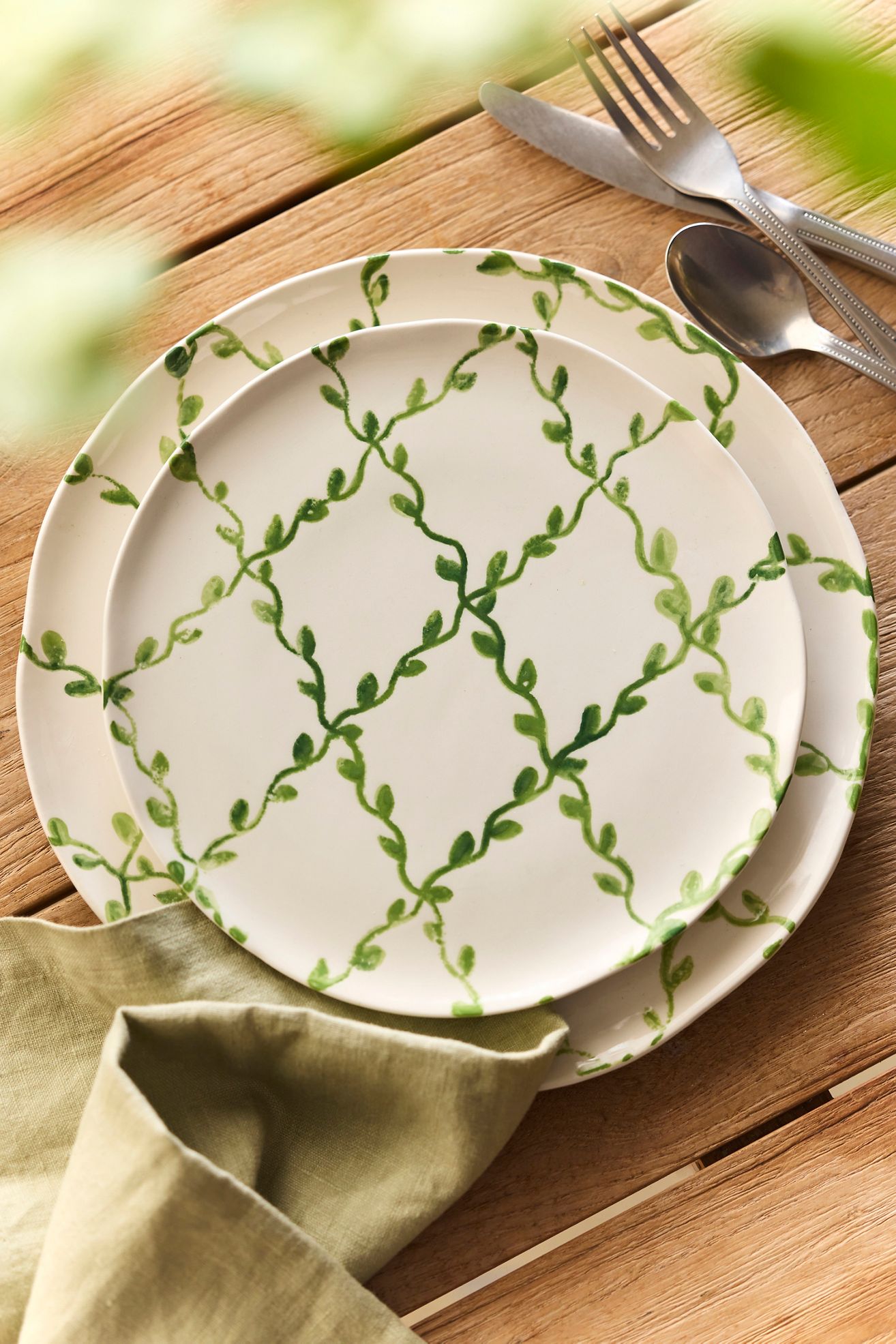 Vine Lattice Side Plate - Green, One Size