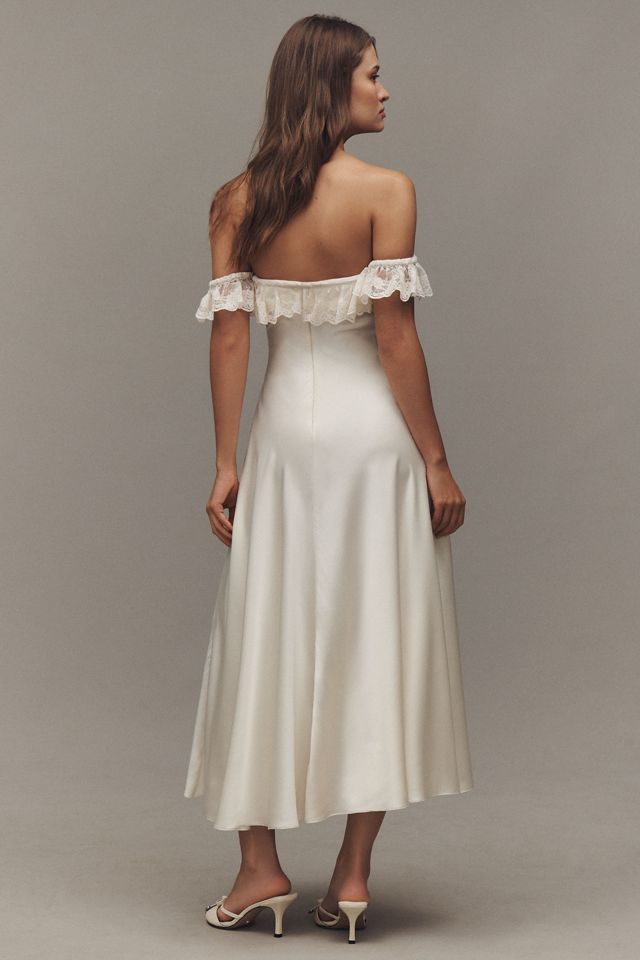 Mirror Palais Sonata Off-The-Shoulder Silk Midi Dress