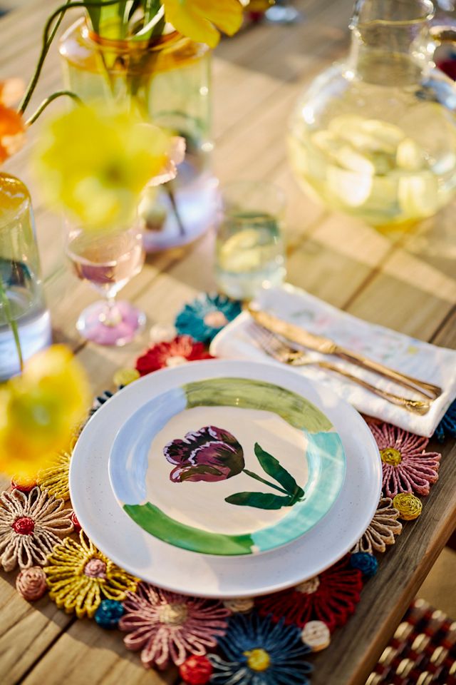 NOAH floral ラグ Floral Patchwork Raffia Placemat | Terrain